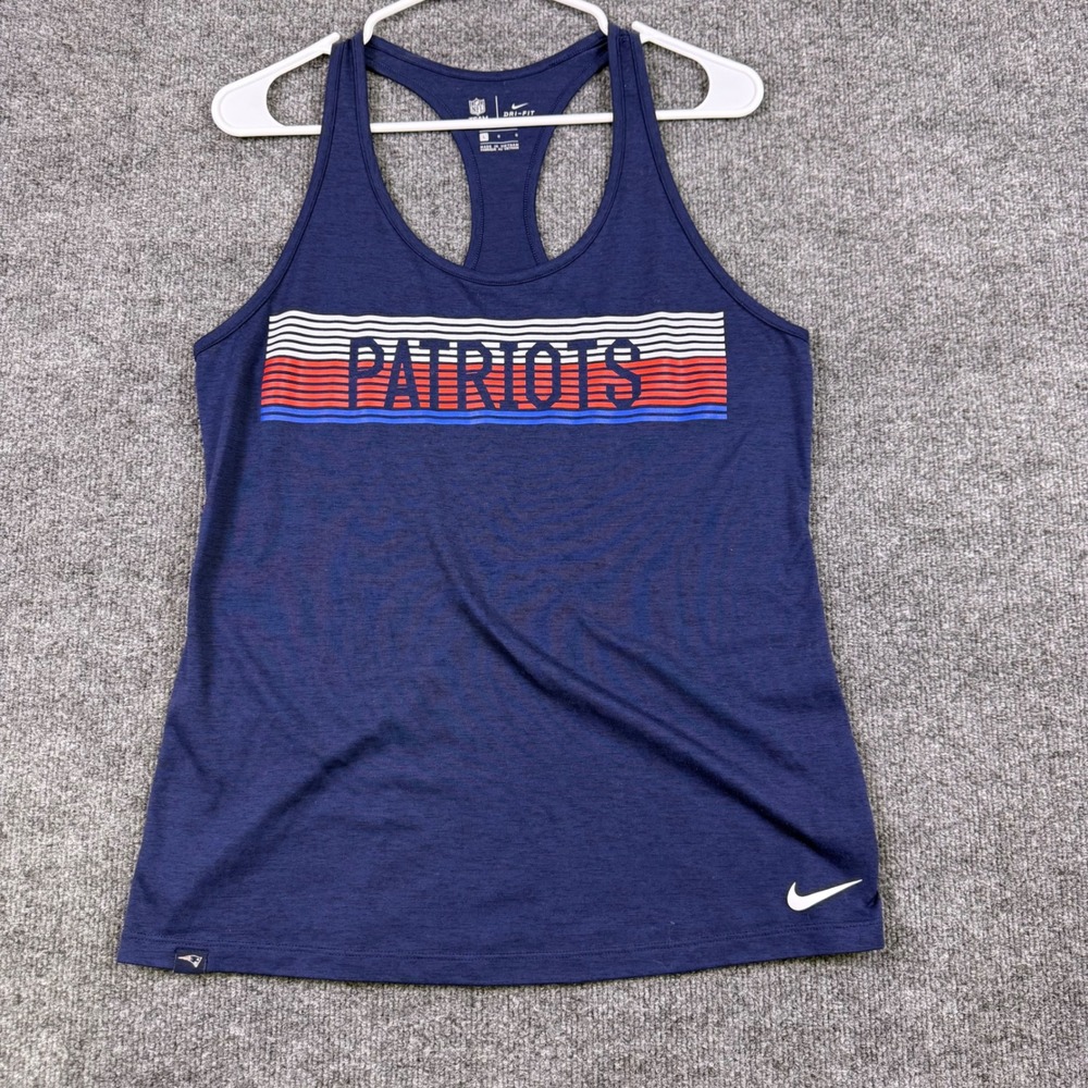 Nike NFL New England Patriots Dri-FIT Racerback Tank Top Navy Blue Womens Large